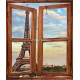 Sticker fenêtre trompe l'oeil Paris tour Eiffel