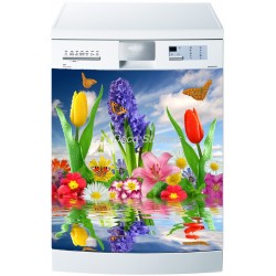 Sticker lave vaisselle ou magnet lave vaisselle Fleurs