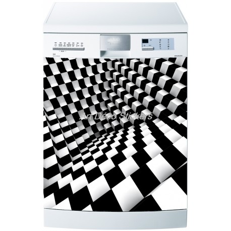 Sticker lave vaisselle ou magnet lave vaisselle Damier