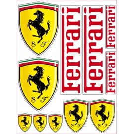 1 Planche de 11 Stickers Autocollants Ferrari 