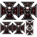 6 stickers autocollants Croix de Malte Skull