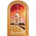 Sticker Fenêtre vouté trompe l'oeil déco Taj Mahal