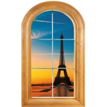 Sticker Fenêtre trompe l'oeil déco Tour Eiffel