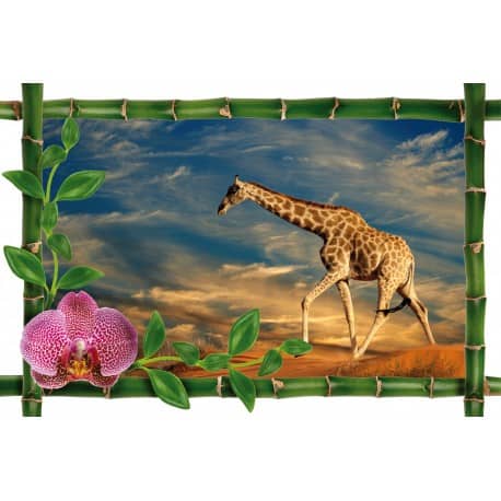 Sticker Bambou déco girafe 