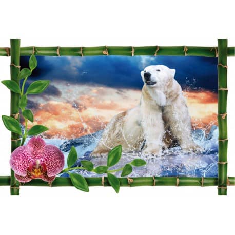 Sticker Bambou déco ours polaire 