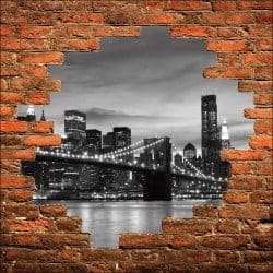 Sticker mural trompe l'oeil pont de Brooklin New York