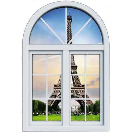 Sticker Fenêtre trompe l'oeil Paris Tour Eiffel