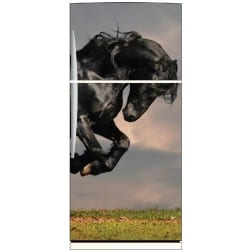Sticker frigo déco cheval noir 70x170cm