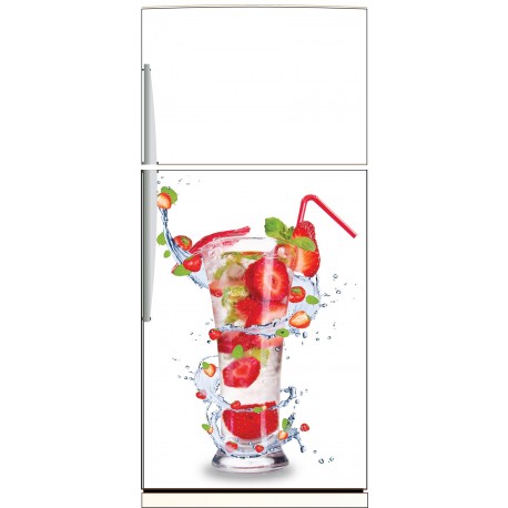 Sticker frigo Cocktail fraise - ou sticker magnet frigo