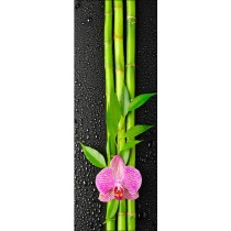 Papier peint porte déco - bambous orchidée