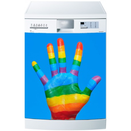 Stickers lave vaisselle ou magnet lave vaisselle Main couleur