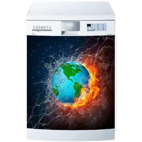Stickers lave vaisselle ou magnet lave vaisselle Planète feux eau