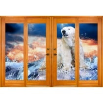 Stickers fenêtre trompe l'oeil Ours polaire