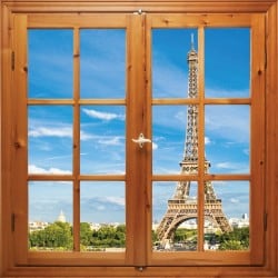 Stickers fenêtre trompe l'oeil tour Eiffel