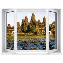 Sticker trompe l'oeil Fenêtre Temple Angkor