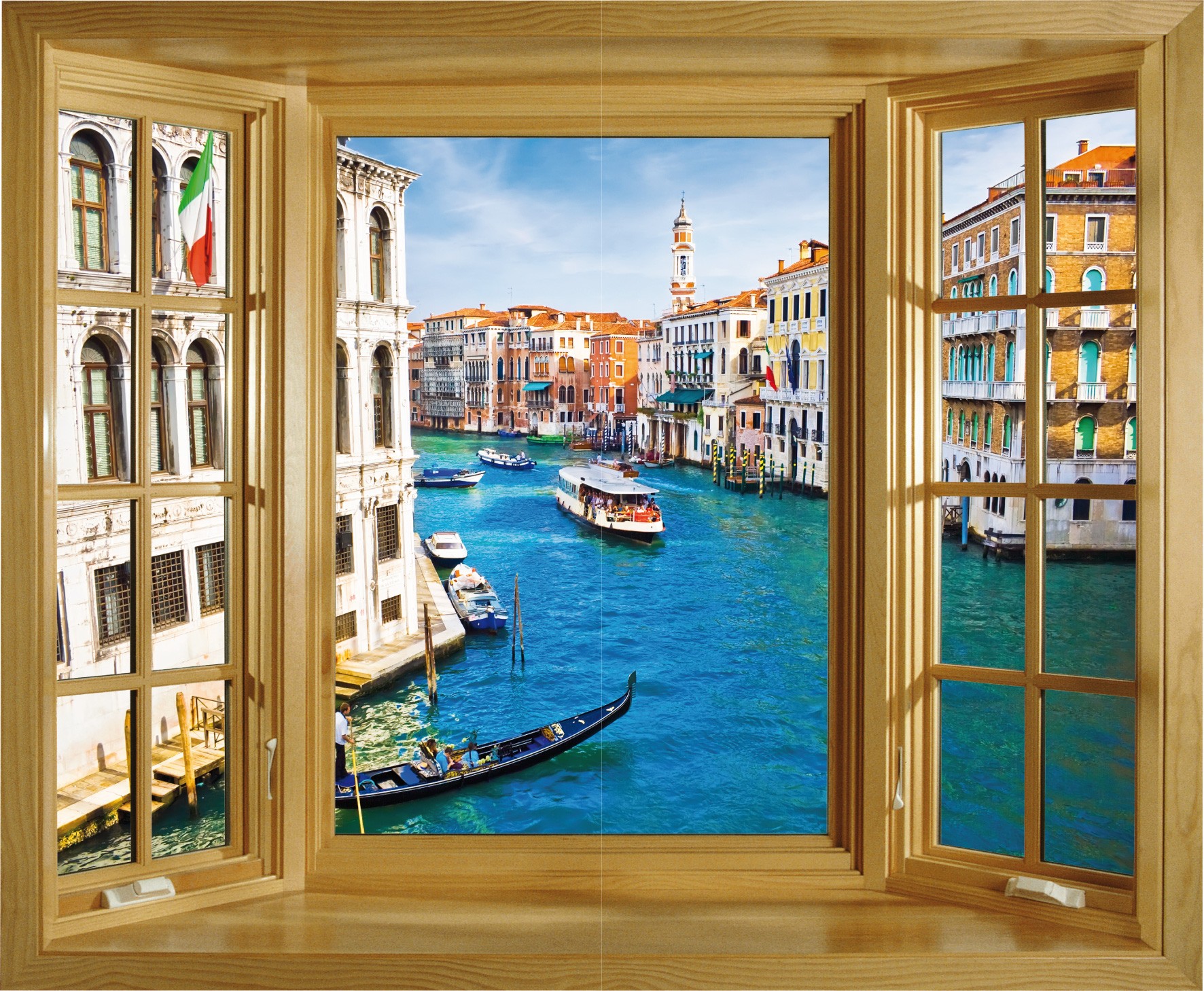 Sticker fenêtre trompe l'oeil Venise 100x60cm F22 