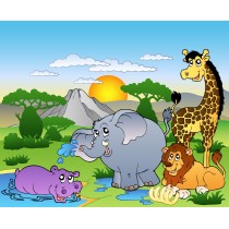 Stickers enfant géant Animaux de la jungle