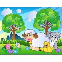 Stickers enfant géant Mouton lapin