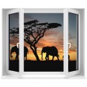 Sticker Fenêtre Safari Eléphants