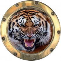 Sticker hublot trompe l'oeil Tigre