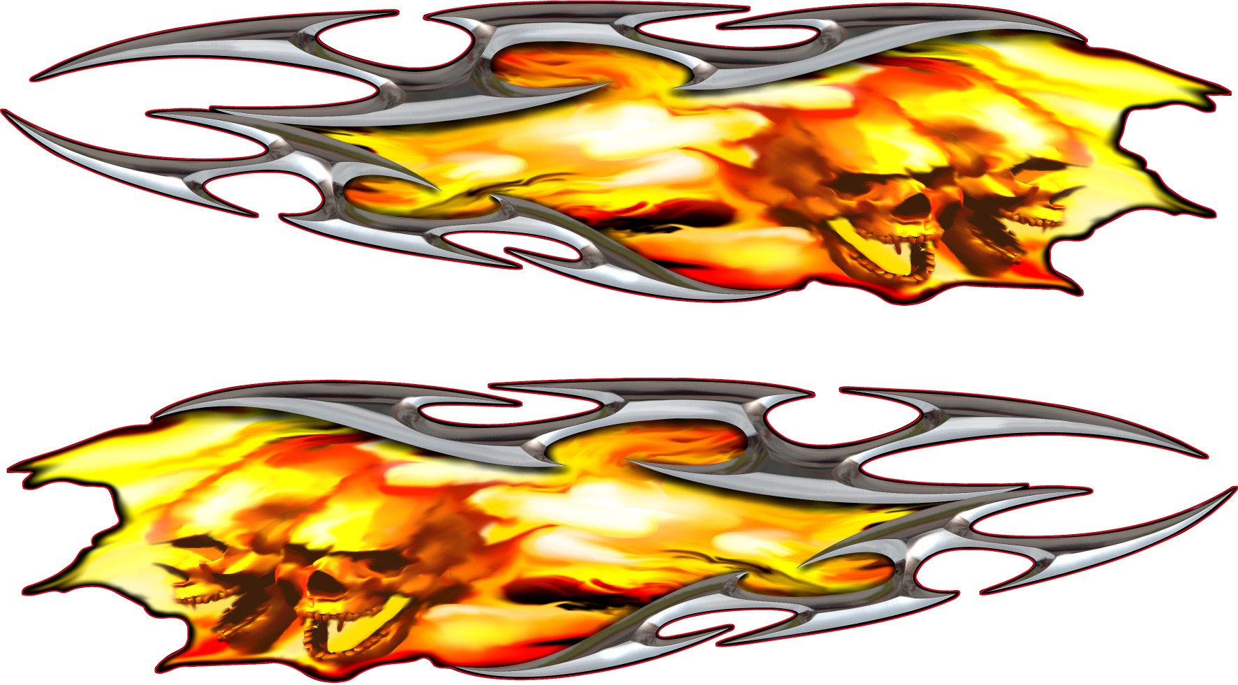 2 Stickers Flaming Tuning Skull - Art Déco Stickers