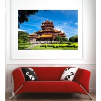 Affiche poster ville temple chinois 