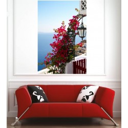 Affiche poster balcon fleuri vue sur la mer