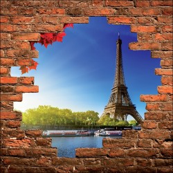 Sticker mural trompe l'oeil Tour Eiffel