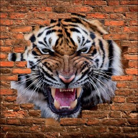 Sticker mural trompe l'oeil tigre
