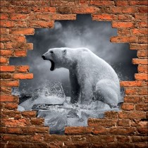 Sticker mural trompe l'oeil ours polaire