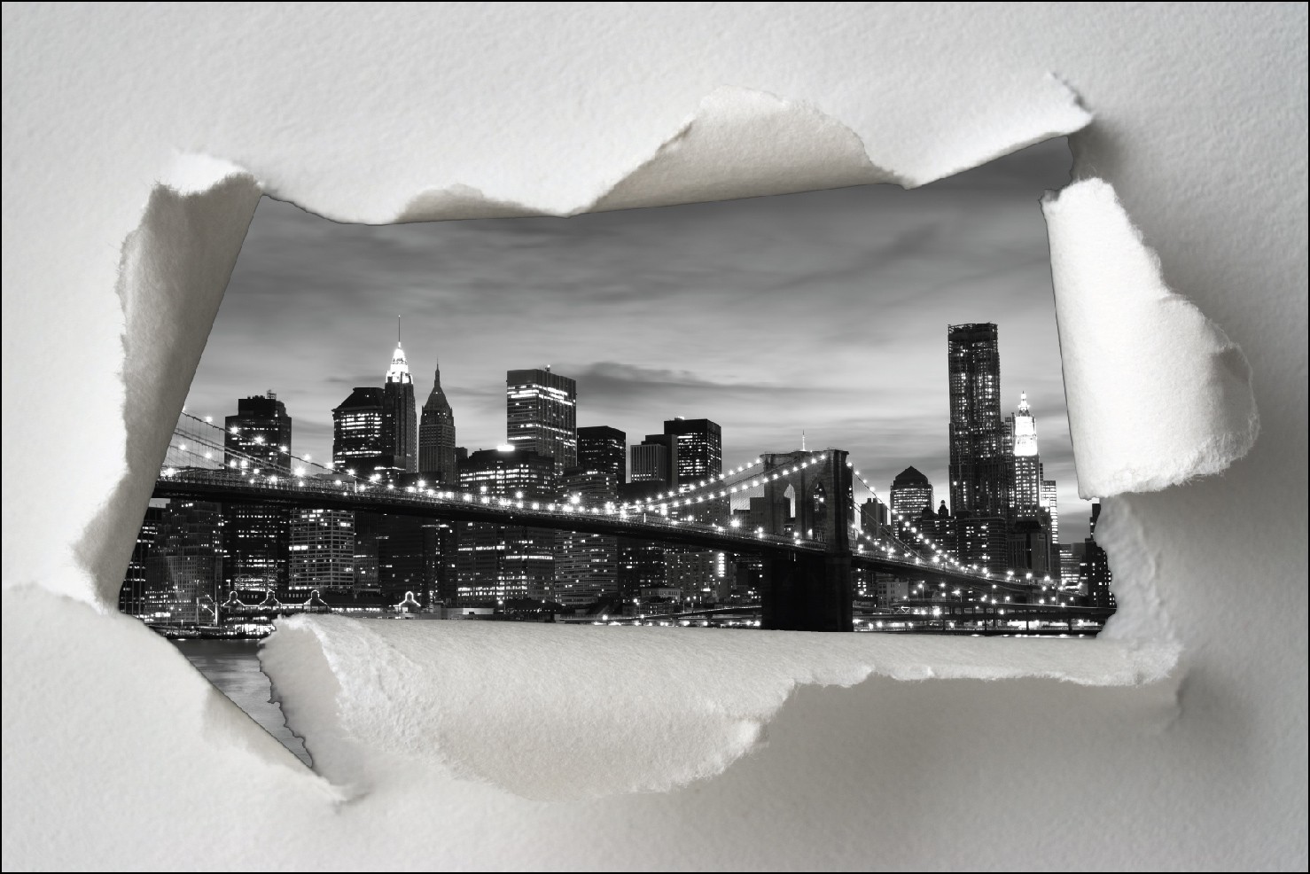 Sticker Trompe l'oeil pont de Brooklyn noir et blanc - Art Déco
